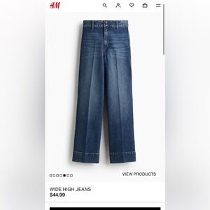 H&M women Relaxed Wide-Leg Jeans in Dark Blue size 8 regular/ high waisted